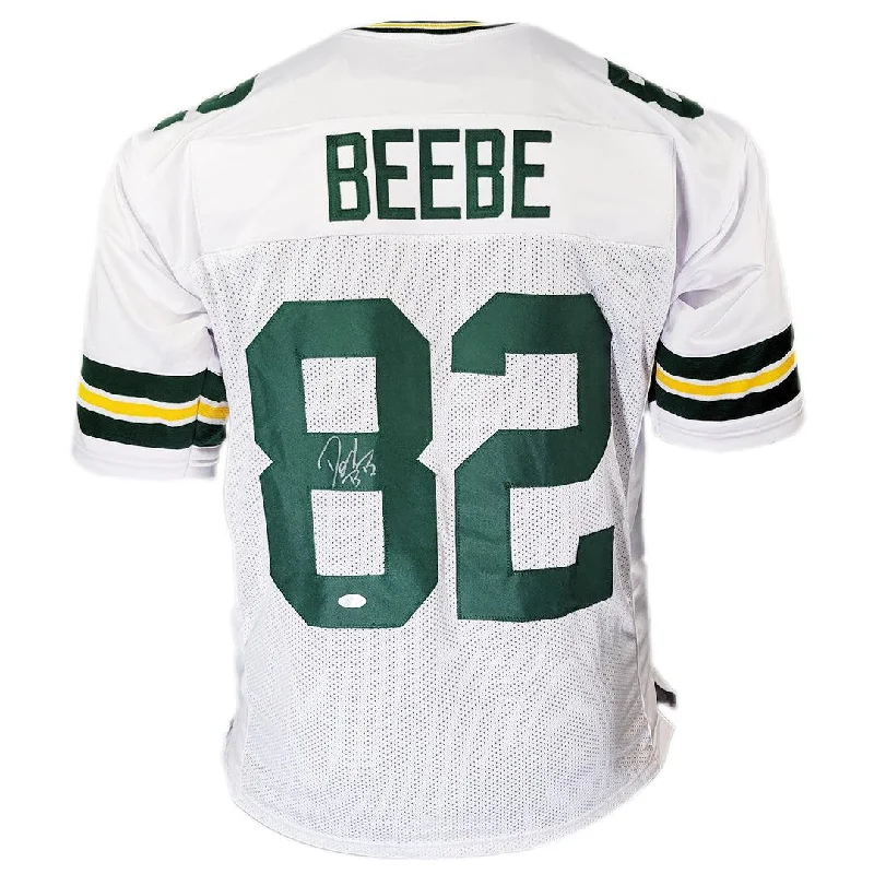 Rugby Jersey With Ventilation Features-Don Beebe Signed Green Bay White Football Jersey (JSA)