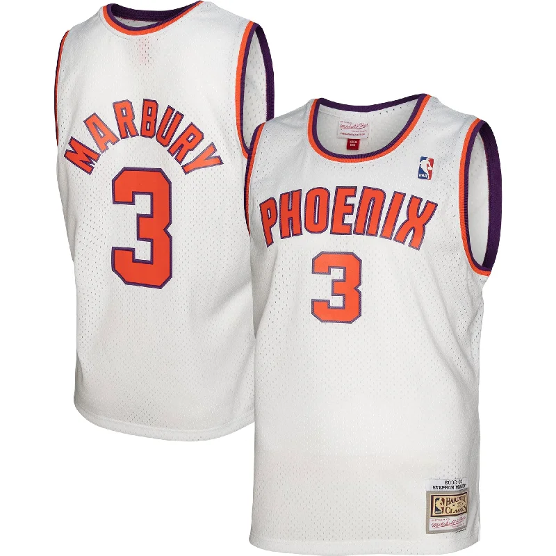 Basketball Jersey With Special Embellishments-Stephon Marbury Phoenix Suns 2001/02 Hardwood Classics Swingman Basketball Jersey - White