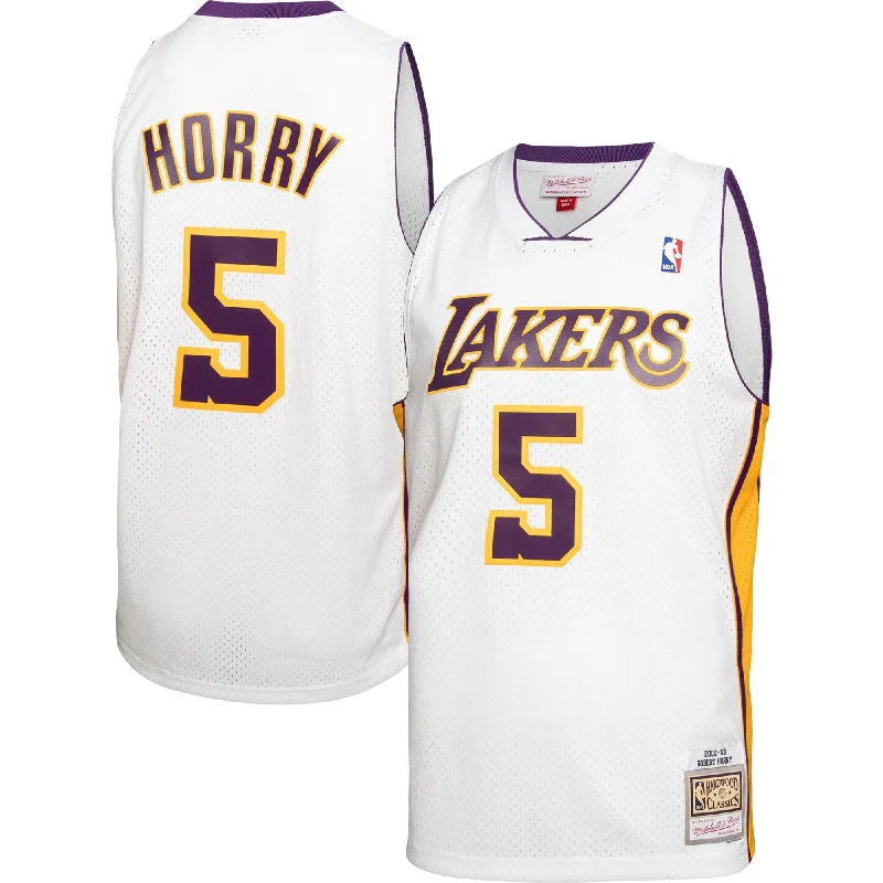 Custom Basketball Jersey For Bulk Orders-Robert Horry Los Angeles Lakers 2001/02 Hardwood Classics Swingman Basketball Jersey - White