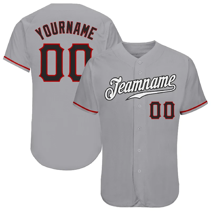 Baseball Jersey For Baseball Enthusiasts-Custom Gray Black-Red Authentic Baseball Jersey