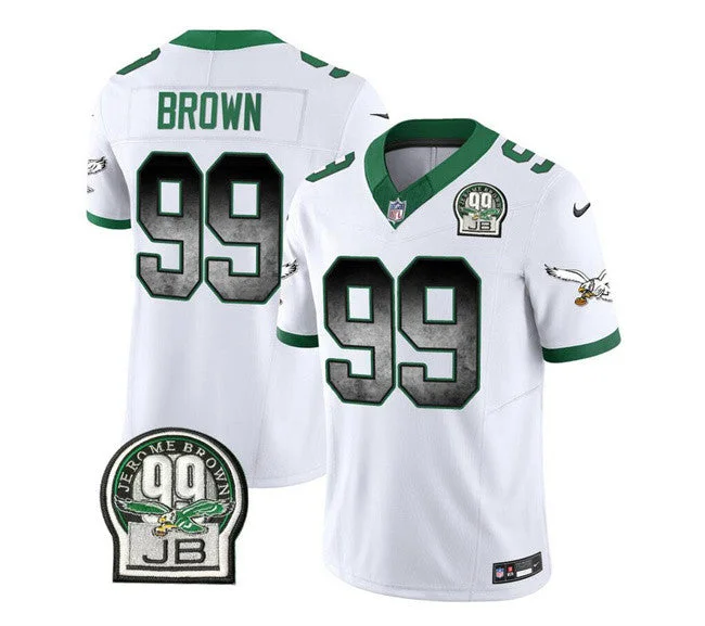 Football Jersey For Custom Team Gifts-Men's Philadelphia Eagles #99 Jerome Brown White 2023 F.U.S.E. Throwback Vapor Untouchable Limited Football Stitched Jersey