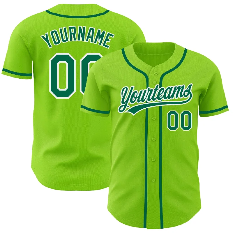 Baseball Jersey With Bold Colors-Custom Neon Green Kelly Green-White Authentic Baseball Jersey