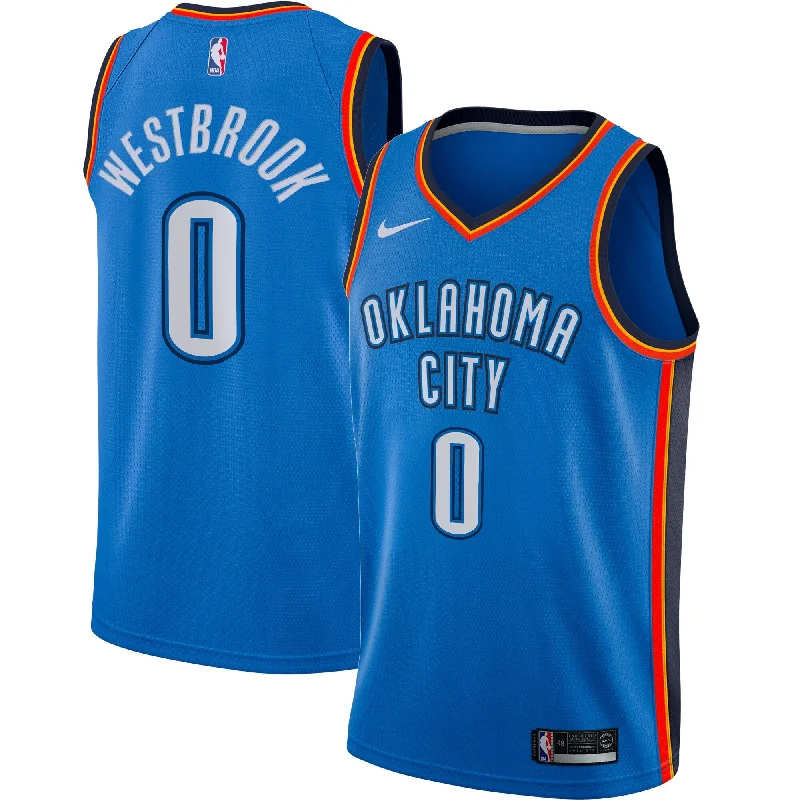 Basketball Jersey With Sublimation Printing-Russell Westbrook Oklahoma City Thunder Swingman Player Basketball Jersey - Icon Edition - Blue