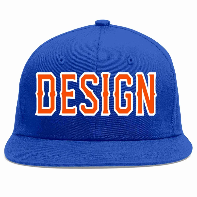 Baseball Cap For Outdoor Adventures-Custom Royal Orange-White Flat Eaves Sport Baseball Cap Design for Men/Women/Youth