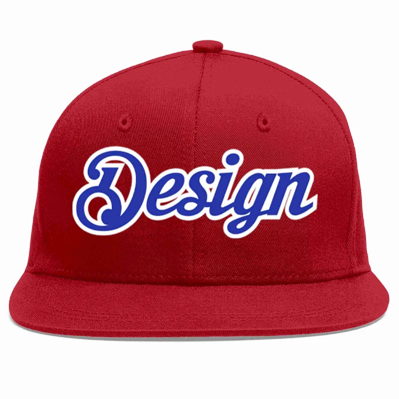 Baseball Cap For Concert Fans-Custom Red Royal-White Flat Eaves Sport Baseball Cap Design for Men/Women/Youth