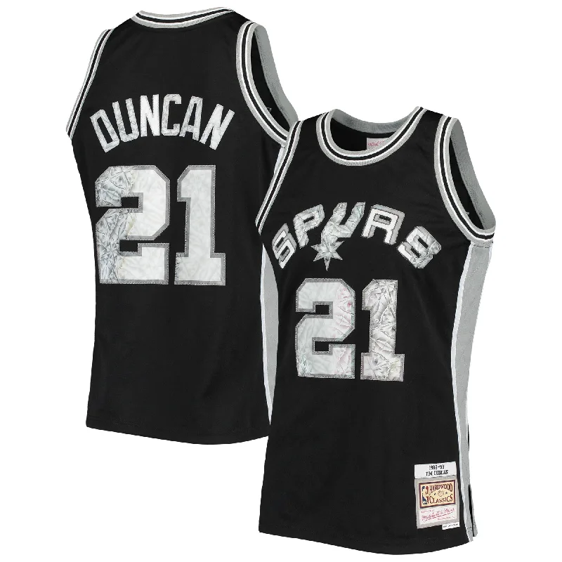 Custom Basketball Jersey For Special Occasions-Tim Duncan San Antonio Spurs 1998/99 Hardwood Classics 75th Anniversary Diamond Swingman Basketball Jersey - Black