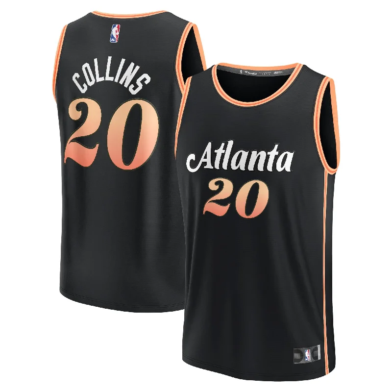 Basketball Jersey With Stretchable Fabric-John Collins Atlanta Hawks Branded Fastbreak Basketball Jersey - City Edition - Black