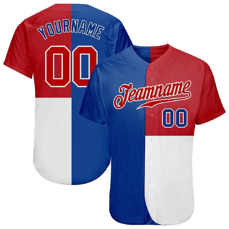 Baseball Jersey With Custom Fitting Options-Custom Royal Red-White 3D Pattern Design Multicolor Authentic Baseball Jersey