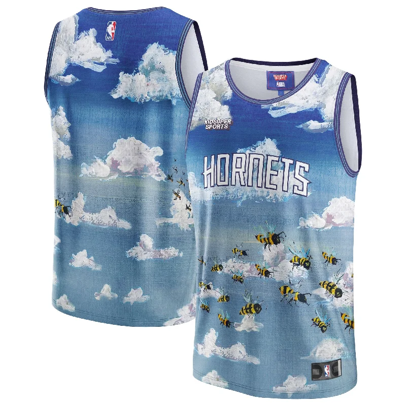 Basketball Jersey With Number-Charlotte Hornets & Youthsuper Studios By Unisex Hometown Basketball Jersey - Blue