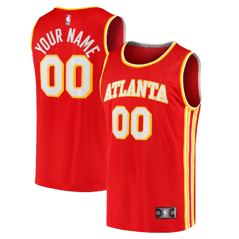 Basketball Jersey For Custom School Uniforms-Atlanta Hawks Branded Fast Break Custom Basketball Jersey - Icon Edition - Red