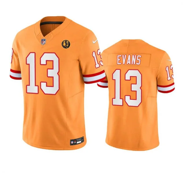 Football Jersey With Retro Style-Men's Tampa Bay Buccaneers #13 Mike Evans Orange 2023 F.U.S.E. Throwback With John Madden Patch Vapor Limited Football Stitched Jersey