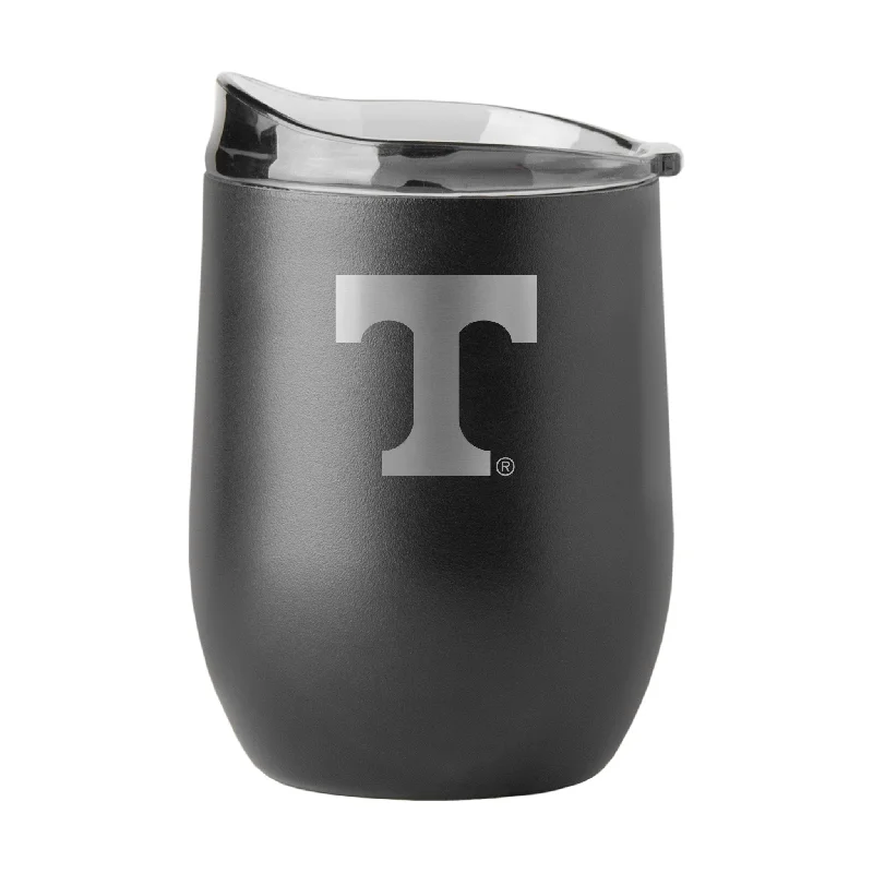 Team Mug With Custom Printing-Tennessee 16oz Black Etch Powder Coat Curved Bev