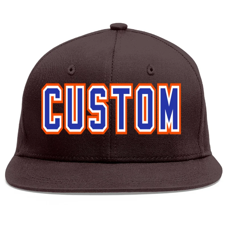 Baseball Cap For Travel Accessories-Custom Brown Royal-White Flat Eaves Sport Baseball Cap