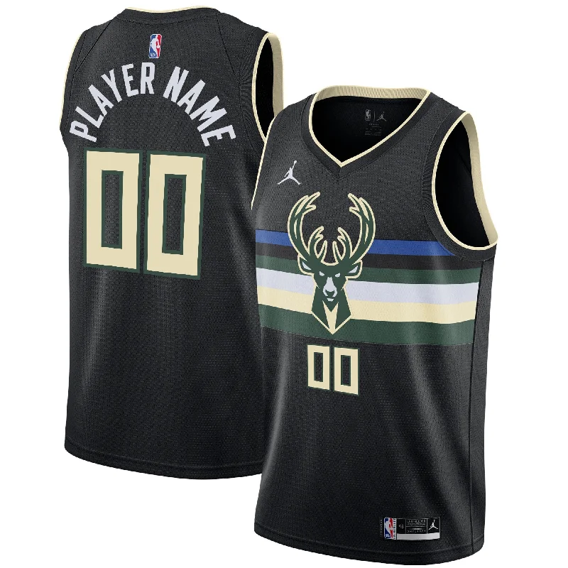 Custom Basketball Jersey For Charity Fundraisers-Milwaukee Bucks Jordan Brand Swingman Custom Basketball Jersey - Statement Edition - Black