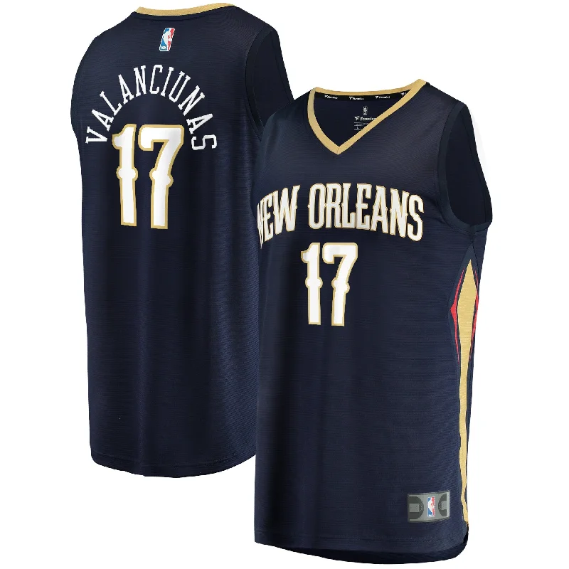 Basketball Jersey With Embroidery-Jonas Valanciunas New Orleans Pelicans Branded Fast Break Basketball Jersey - Icon Edition - Navy