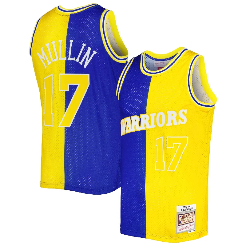 Basketball Jersey With Retro Style-Chris Mullin Golden State Warriors Hardwood Classics 1993/94 Split Swingman Basketball Jersey - Royal/gold