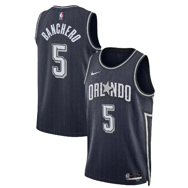 Basketball Jersey For Game Day Apparel-Paolo Banchero Orlando Magic Unisex 2023/24 Swingman Basketball Jersey - Navy - City Edition