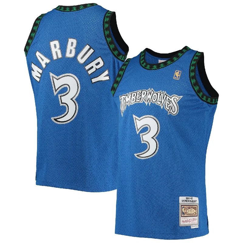 Basketball Jersey For VIP Team Members-Stephon Marbury Minnesota Timberwolves 1996/97 Hardwood Classics Swingman Basketball Jersey - Blue