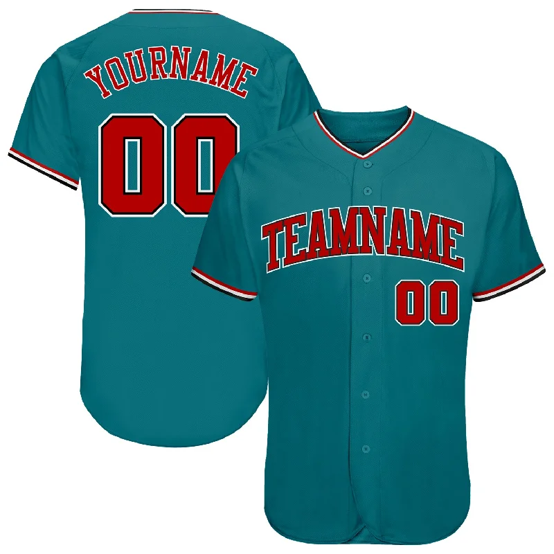 Baseball Jersey With Flexible Fit-Custom Teal Red-Black Authentic Baseball Jersey