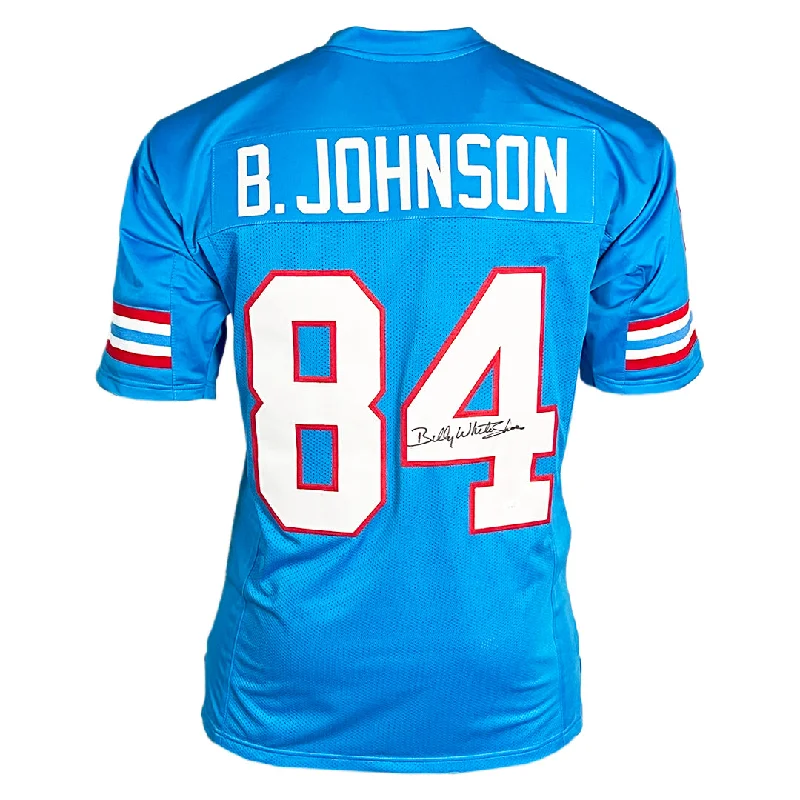 Rugby Jersey With Bold Team Name-Billy "White Shoes" Johnson Signed Houston Light Blue Football Jersey (JSA)