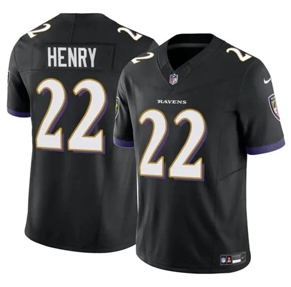 Football Jersey For Players and Coaches-Men's Baltimore Ravens #22 Derrick Henry 2023 F.U.S.E. Black Vapor Limited Football Stitched Jersey