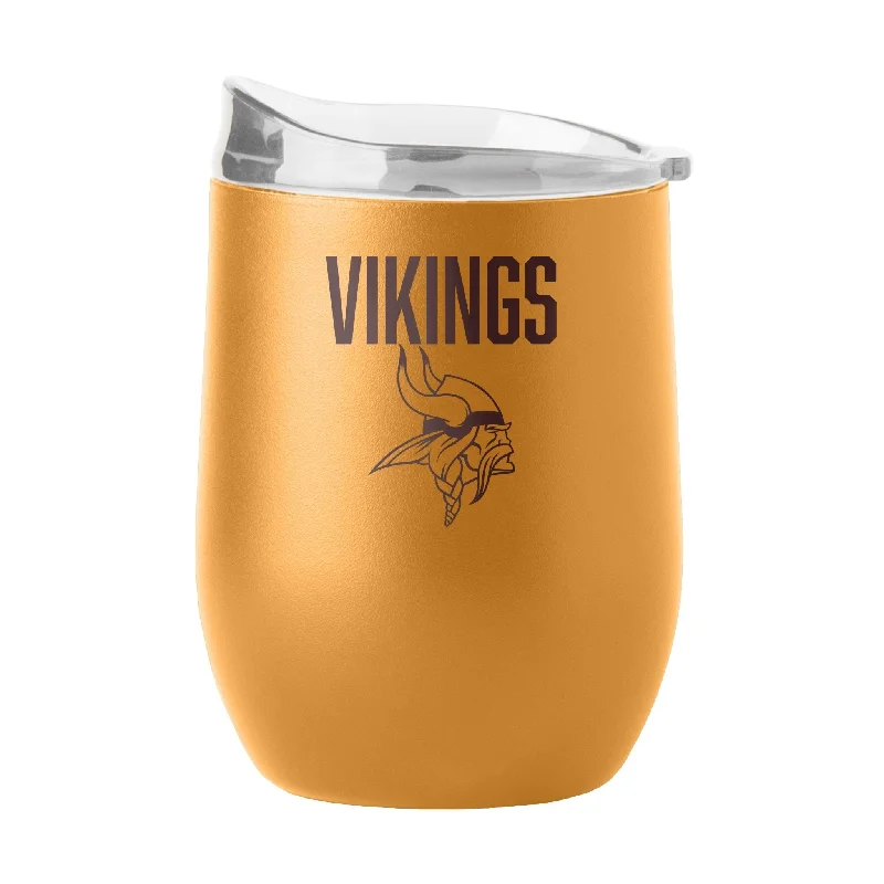 Team Mug With Special Team Fonts-Minnesota Vikings 16oz Huddle Powder Coat Curved Beverage