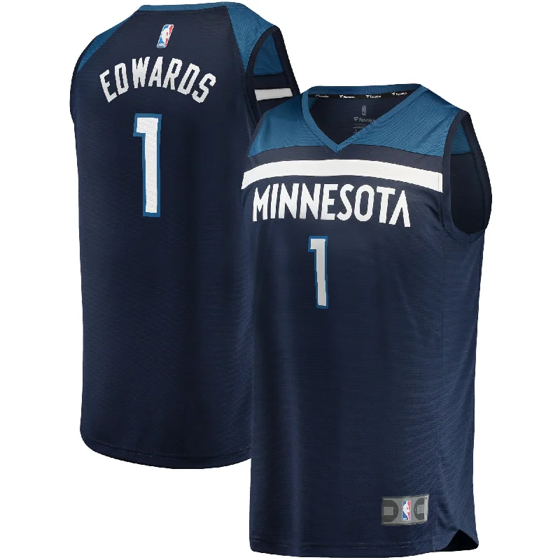 Basketball Jersey With Custom Artwork-Anthony Edwards Minnesota Timberwolves Branded 2021/22 Fast Break Basketball Jersey - Icon Edition - Navy