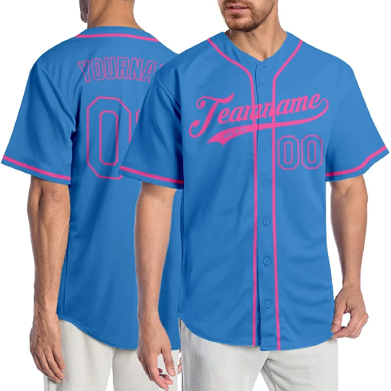 Baseball Jersey For Custom Team Uniforms-Custom Powder Blue Powder Blue-Pink Authentic Baseball Jersey