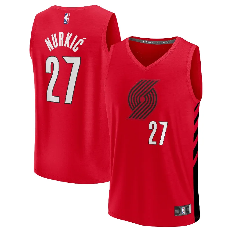 Basketball Jersey For Marketing Campaigns-Jusuf Nurkic Portland Trail Blazers Branded Fast Break Player Basketball Jersey - Statement Edition - Red