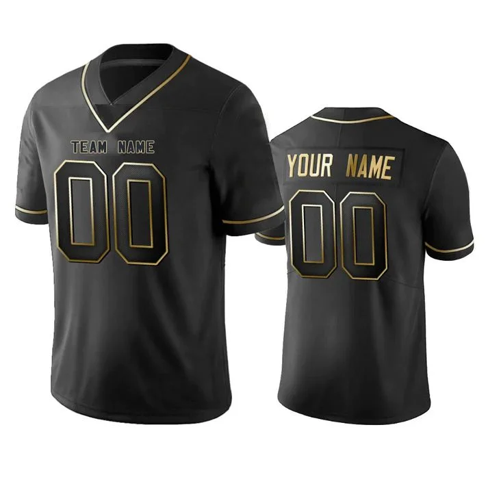 Rugby Jersey For Community Teams-Custom NE.Patriots Any Team and Number and Name Black Golden Edition Stitched American Football Jerseys