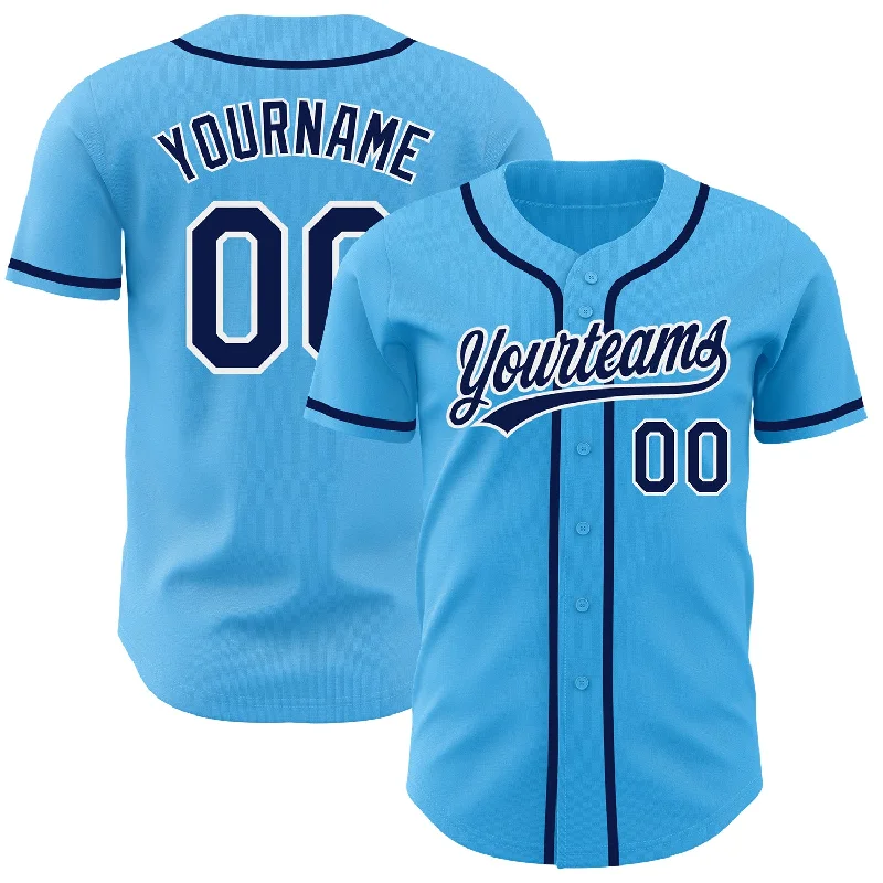 Baseball Jersey For Collector’s Items-Custom Sky Blue Navy-White Authentic Baseball Jersey