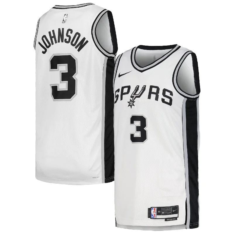 Basketball Jersey With Embroidered Team Logo-Keldon Johnson San Antonio Spurs Unisex Swingman Basketball Jersey - Association Edition - White