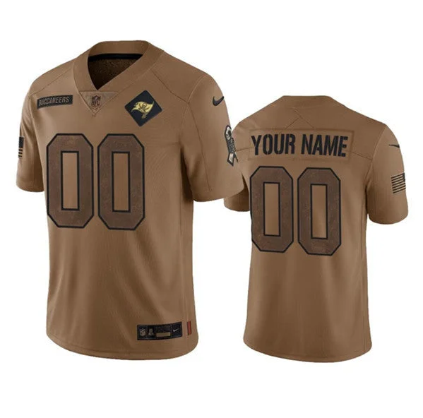 Football Jersey With Team Colors-Men's Tampa Bay Buccaneers Active Player Custom 2023 Brown Salute To Service Limited Football Stitched Jersey