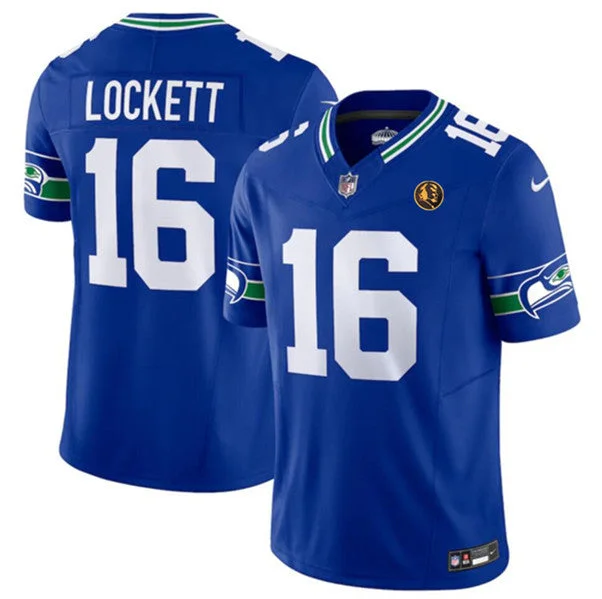 Football Jersey For Special Event Merchandise-Men's Seattle Seahawks #16 Tyler Lockett Royal 2023 F.U.S.E. Throwback With John Madden Patch Vapor Limited Football Stitched Jersey