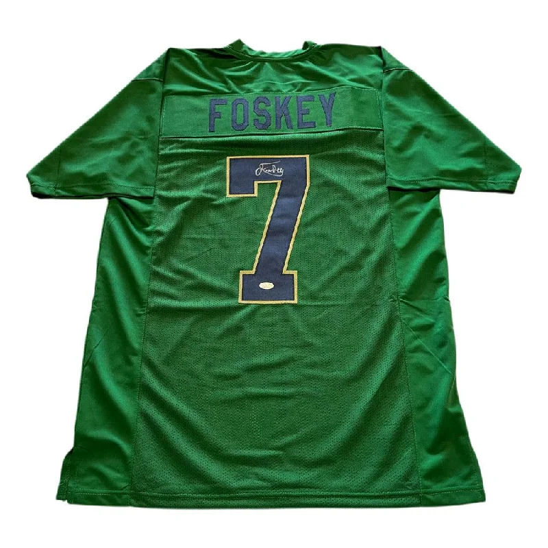 Rugby Jersey For College Rugby Fans-Isaiah Foskey Signed Notre Dame College Green Football Jersey (JSA)