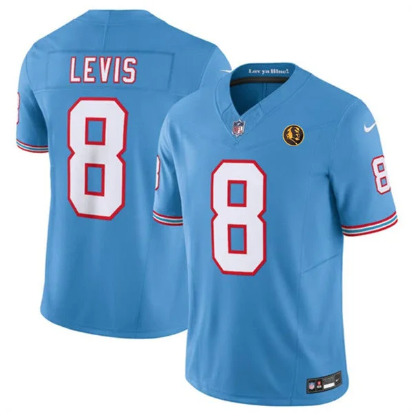 Football Jersey For Custom Apparel Sets-Men's Tennessee Titans #8 Will Levis Blue 2023 F.U.S.E. Throwback With John Madden Patch Vapor Limited Football Stitched Jersey