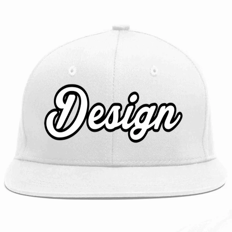 Baseball Cap With Motivational Phrases-Custom White White-Black Flat Eaves Sport Baseball Cap Design for Men/Women/Youth