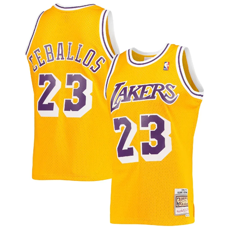 Basketball Jersey With Custom Fit Options-Cedric Ceballos Los Angeles Lakers 1994/95 Hardwood Classics Swingman Basketball Jersey - Gold