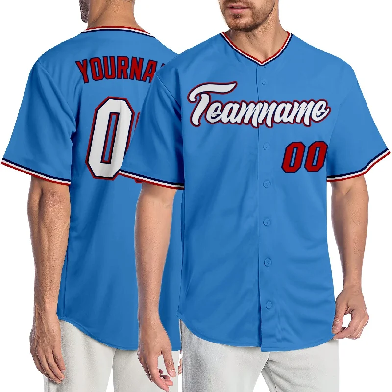 Baseball Jersey For Corporate Sponsorship-Custom Powder Blue White-Red Authentic Baseball Jersey