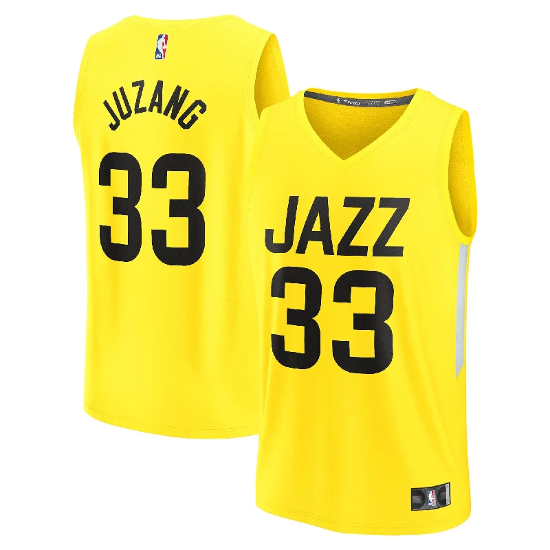 Basketball Jersey With Unique Sleeves and Design-Johnny Juzang Utah Jazz Branded Fast Break Player Basketball Jersey - Icon Edition - Yellow