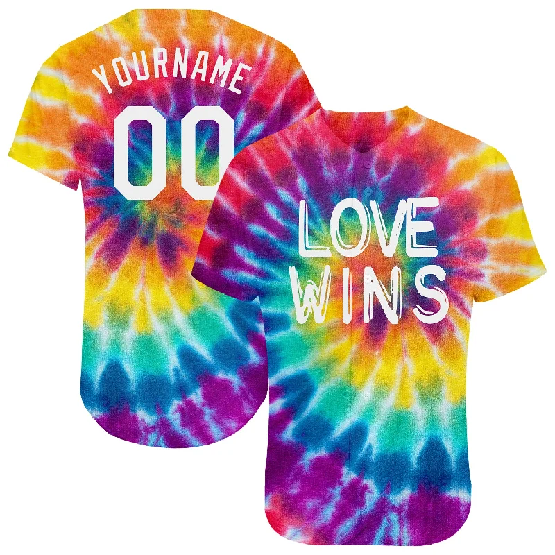 Baseball Jersey For School Teams-Custom Rainbow For Pride Month Love Wins LGBT Authentic Baseball Jersey