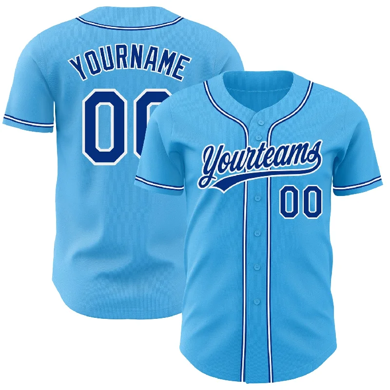 Baseball Jersey For Rugged Play-Custom Sky Blue Royal-White Authentic Baseball Jersey