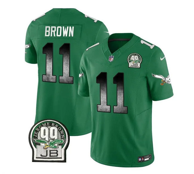 Custom Football Jersey For Group Customization-Men's Philadelphia Eagles #11 A. J. Brown Green 2023 F.U.S.E. Throwback Vapor Untouchable Limited Football Stitched Jersey