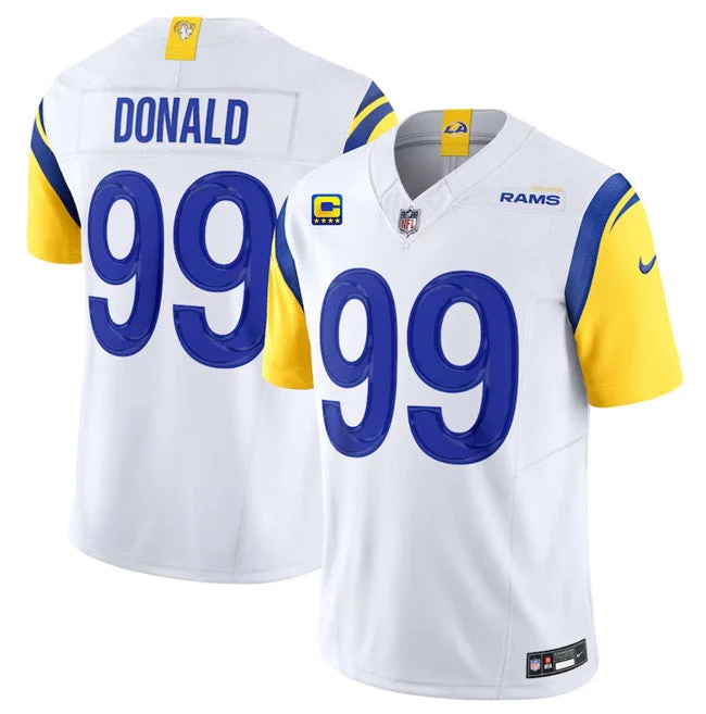 Football Jersey For Event Merchandise Collection-Men's Los Angeles Rams #99 Aaron Donald White 2023 F.U.S.E. With 4-Star C Patch Vapor Vapor Limited Football Stitched Jersey