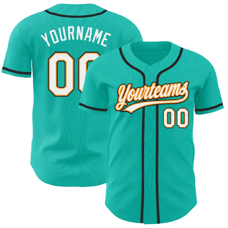 Baseball Jersey For Group Orders-Custom Aqua White Bay Orange-Black Authentic Baseball Jersey