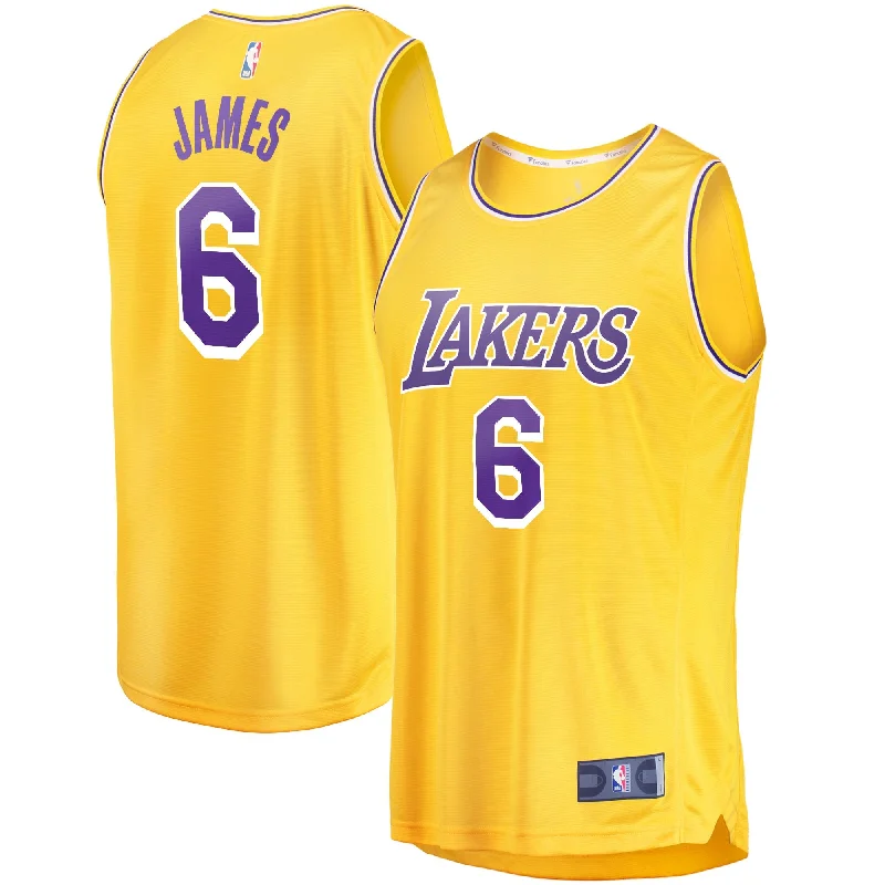 Custom Basketball Jersey For Marketing-Lebron James Los Angeles Lakers Branded 2021/22 Fast Break Basketball Jersey - Icon Edition - Gold