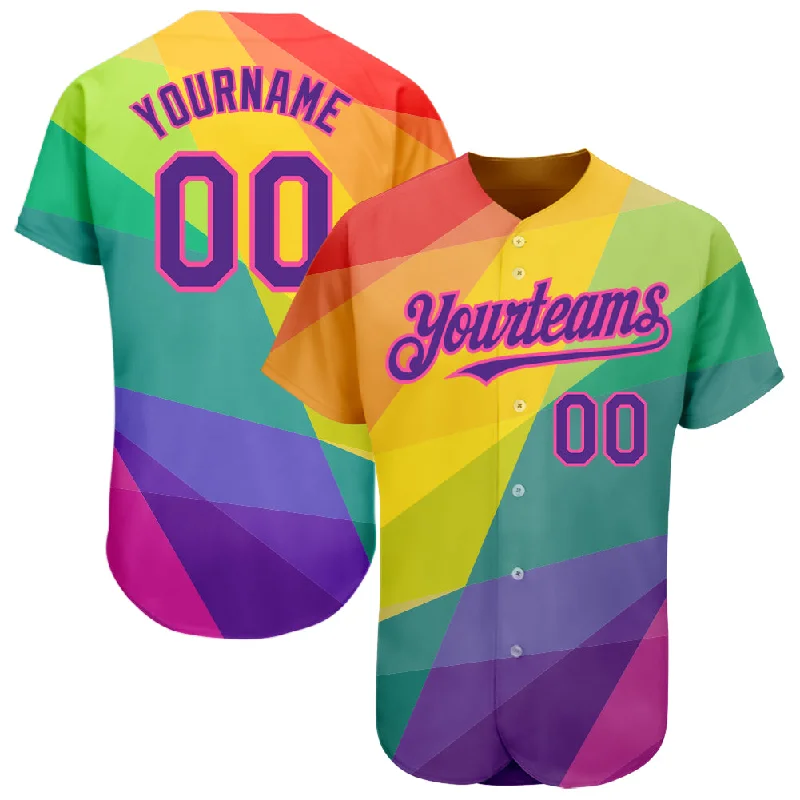 Baseball Jersey With Number-Custom Rainbow For Pride Month Love Is Love LGBT 3D Authentic Baseball Jersey