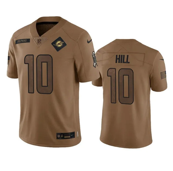 Football Jersey For Custom Tailoring-Men's Miami Dolphins #10 Tyreek Hill 2023 Brown Salute To Service Limited Football Stitched Jersey