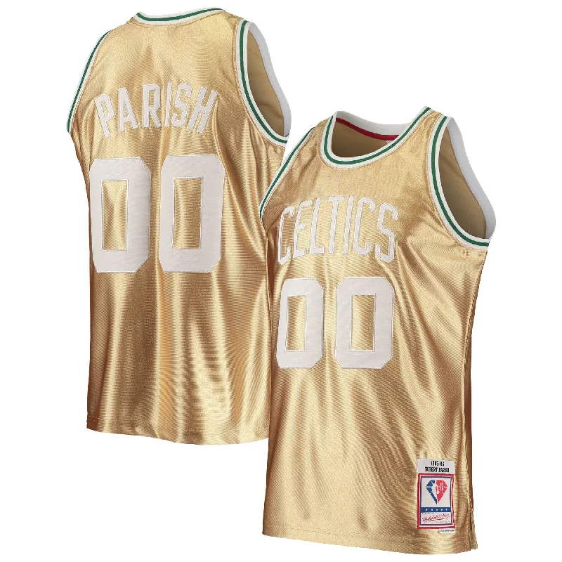 Basketball Jersey For Community Sports Teams-Robert Parish Boston Celtics 75th Anniversary 1985/86 Hardwood Classics Swingman Basketball Jersey - Gold