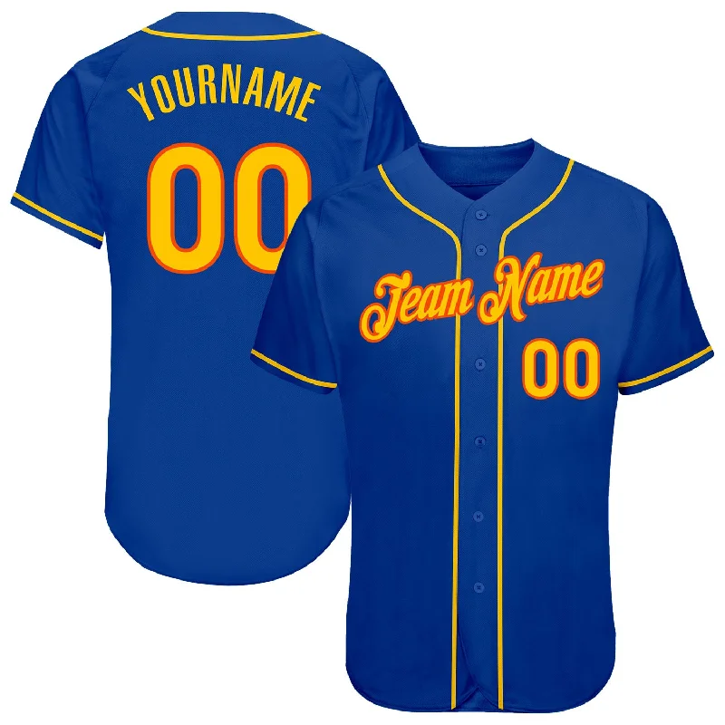 Baseball Jersey For Baseball Gear Collection-Custom Royal Gold-Orange Authentic Baseball Jersey